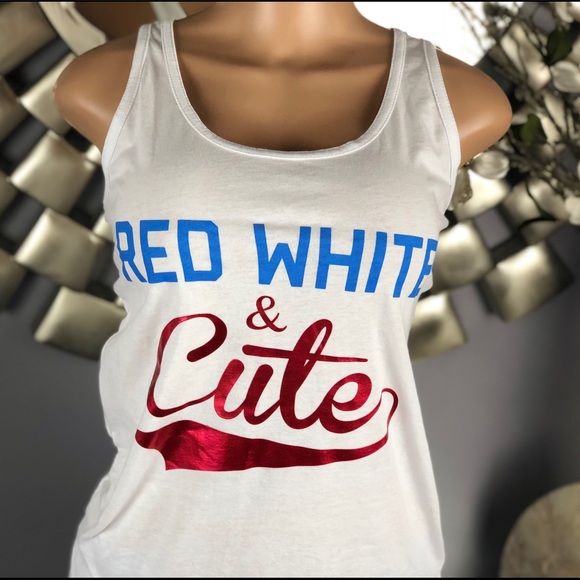 4 for $25 SALE!!!! Red White & Cute Tank Top - Picture 3 of 8